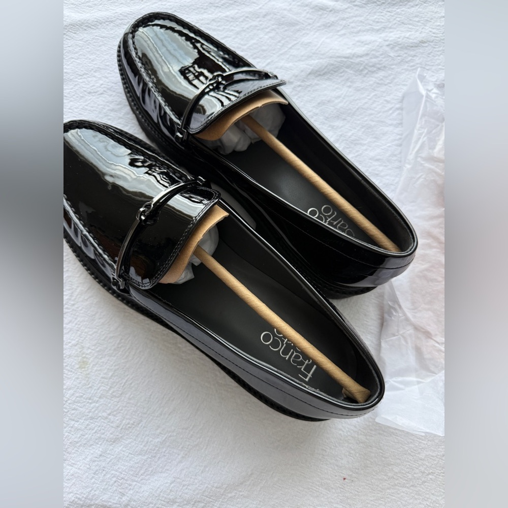 NWT Franco Sarto Senna Lug Sole Loafer Black Patent Leather Size 10 - Picture 3 of 15